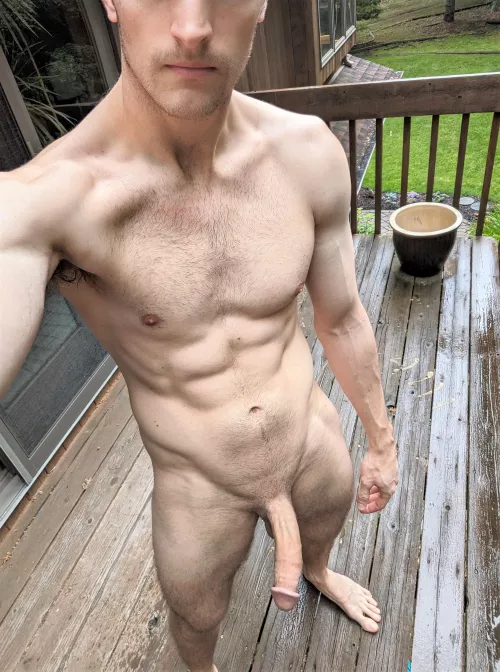 Playing in the rain for the neighbors