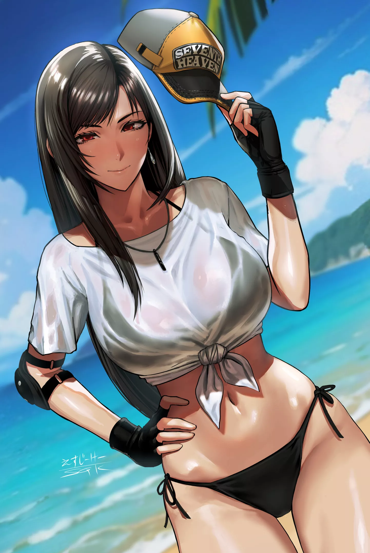 Tifa on a beach [Final Fantasy 7]