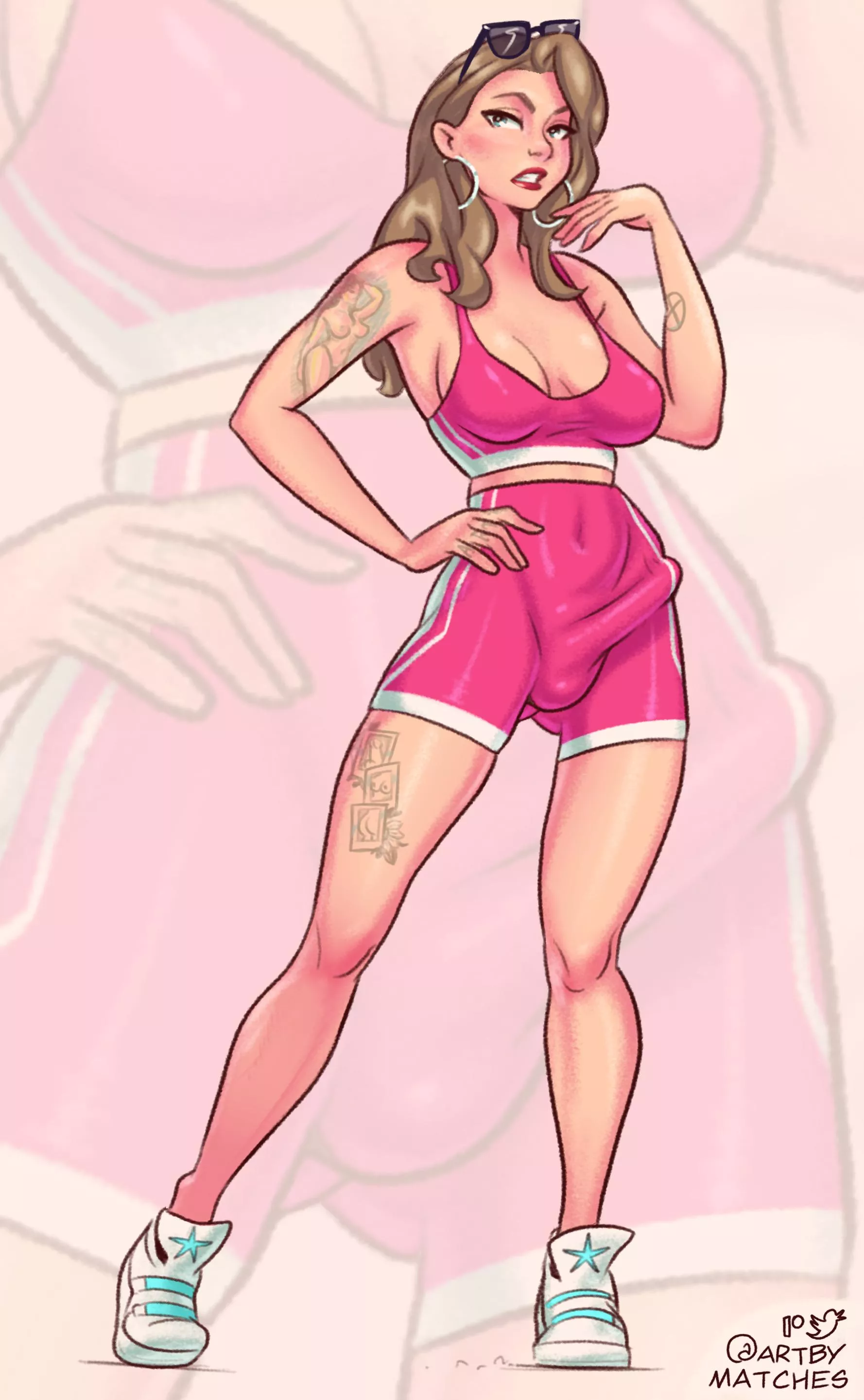 I Drew A Fit Futa Bulging In Workout Tights; Thoughts?