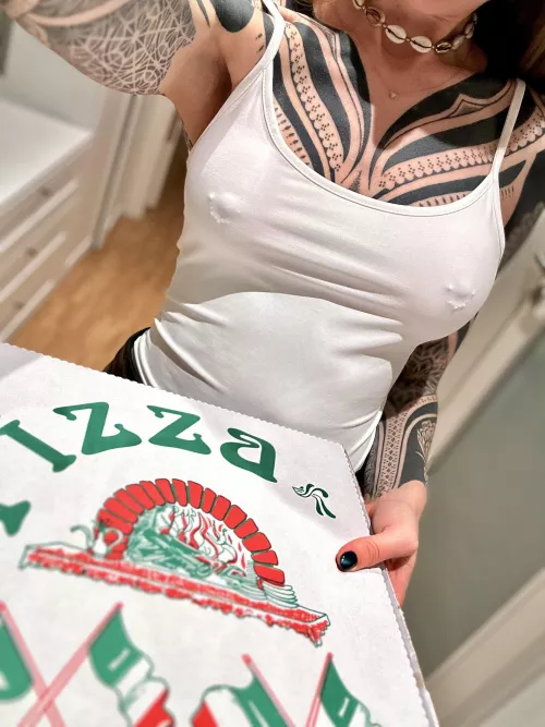 The pizza boy didn’t stop staring