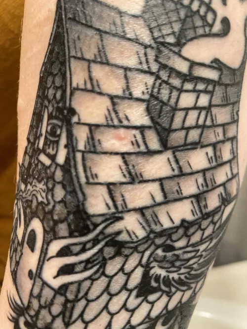 Forbidden pop on a fresh tattoo