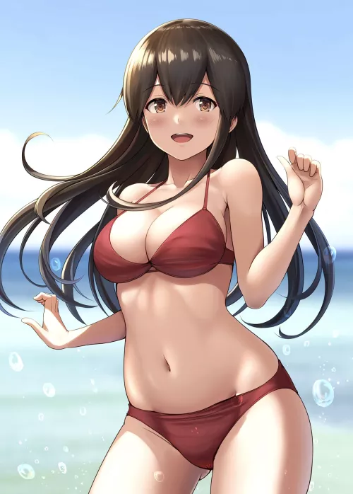 Akagi Invite the Admiral to Swim Together with Her at the Beach [Kantai Collection] (Ichikawa Feesu)