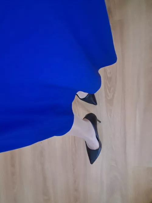 Blue and white with black heels always match