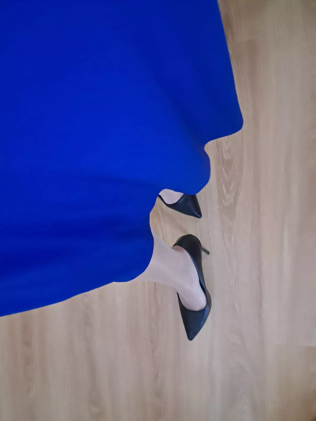 Blue and white with black heels always match
