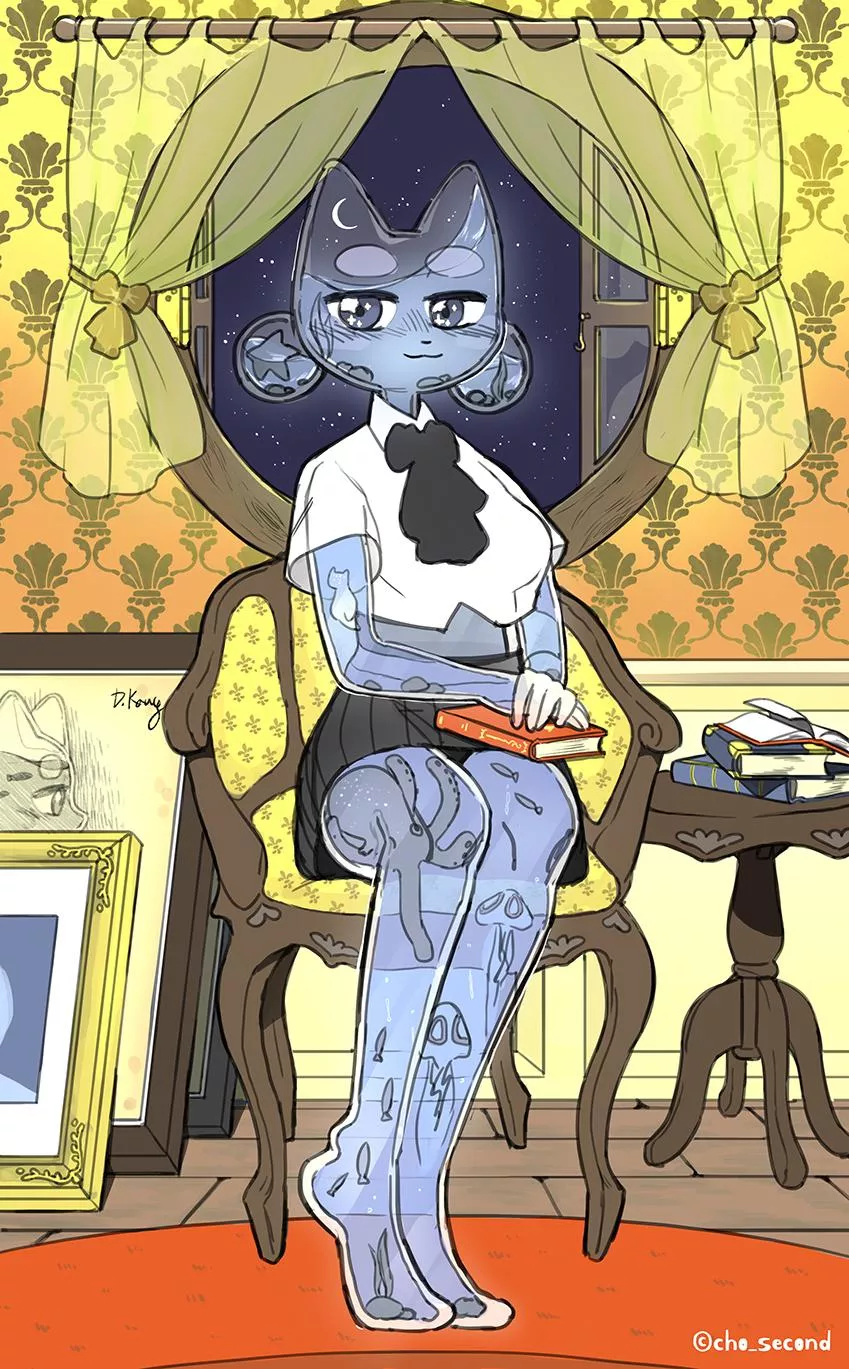 Fish Bowl + Kitty Cat + Teenage Girl = ? (Art by me)