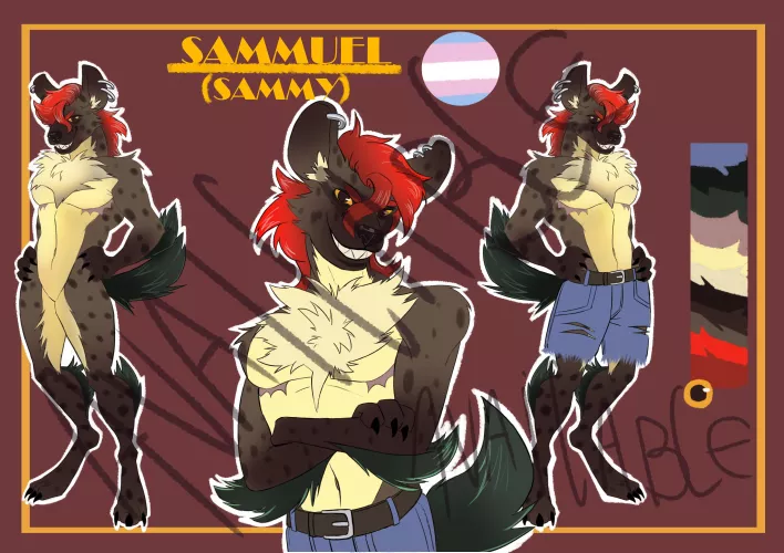 NEW ADOTABLE, sammy the hyena, a sweet boy looking for a new home, does anyone want to have the sweetness of this gentle guy? art by me