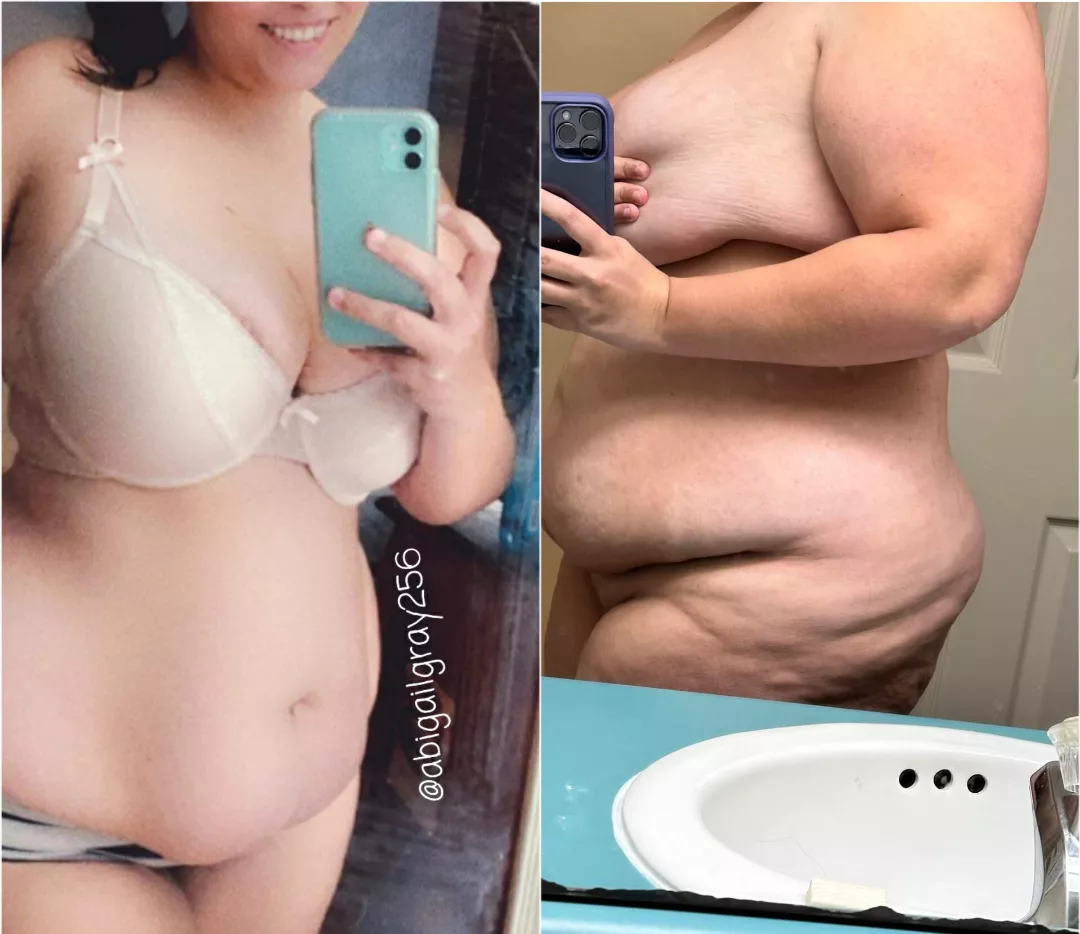 One year apart, loving the thickness!