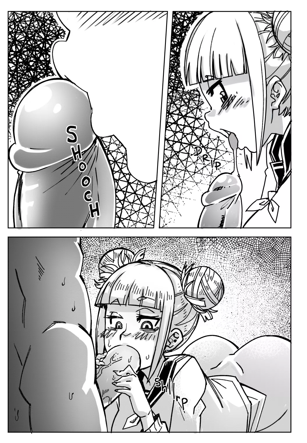 Toga finally getting the drink she wants... (Ongoing Pregnant Hero Academia comic by Mabeelz)