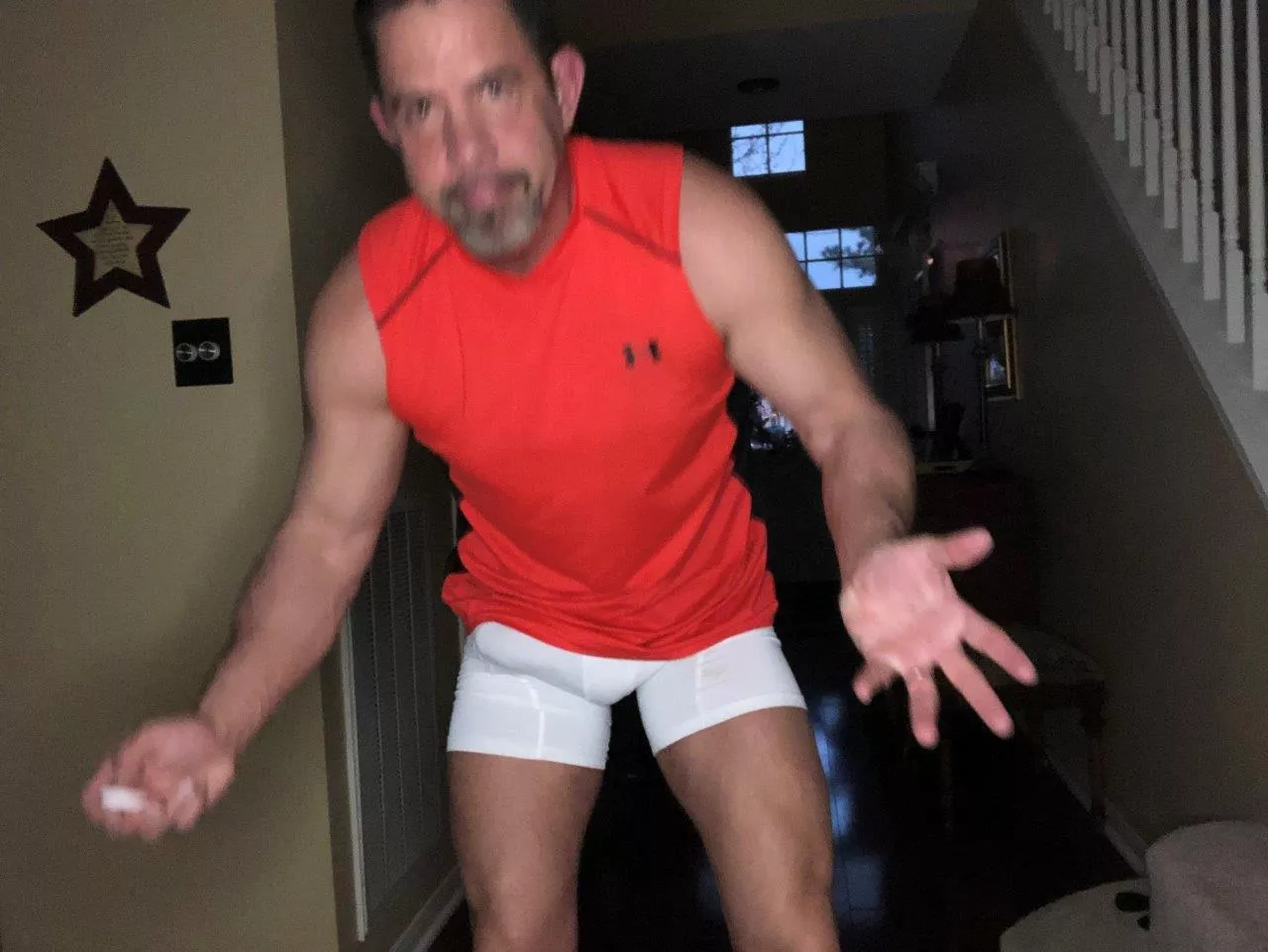 What would you do if you saw your dad in the living room like this??