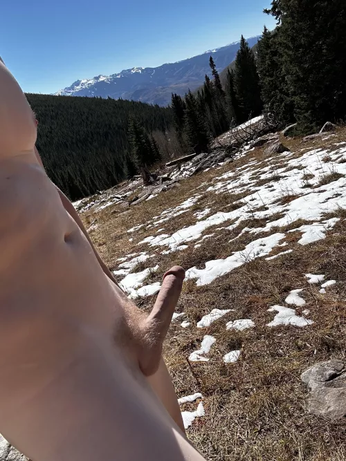Beautiful day to jerk off in the mountains