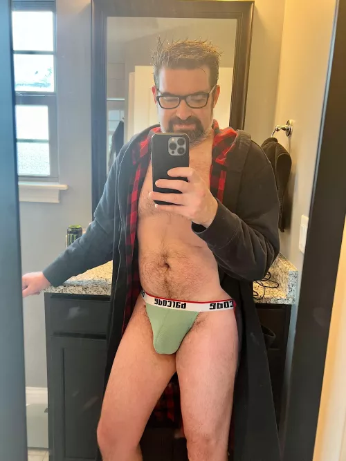 Here’s a quick picture before I get dressed for work…or should I just wear this? 😉
