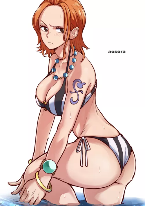 Nami is so beautiful with this bikini and with this hairstyle