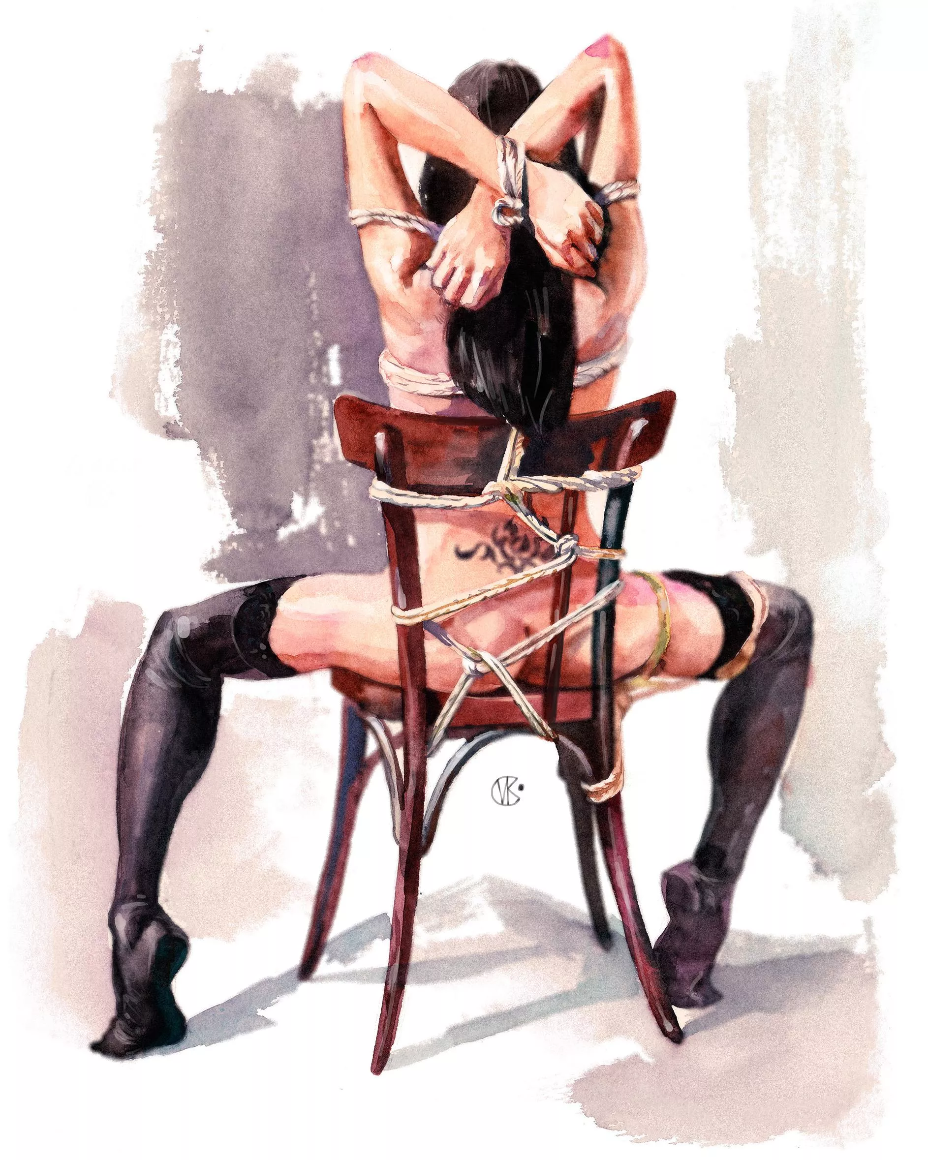 Old chair, watercolor