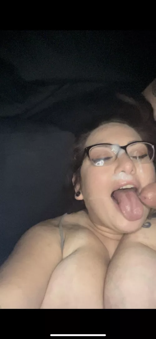 Are you cumming on my tits or my glasses?