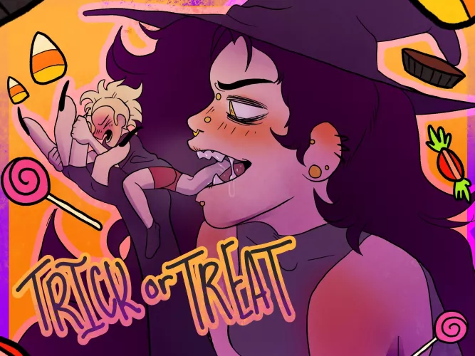 {image} Giant/Tiny Trick or Treat! 😋 Art done by NoctemNSFW (me 💕)
