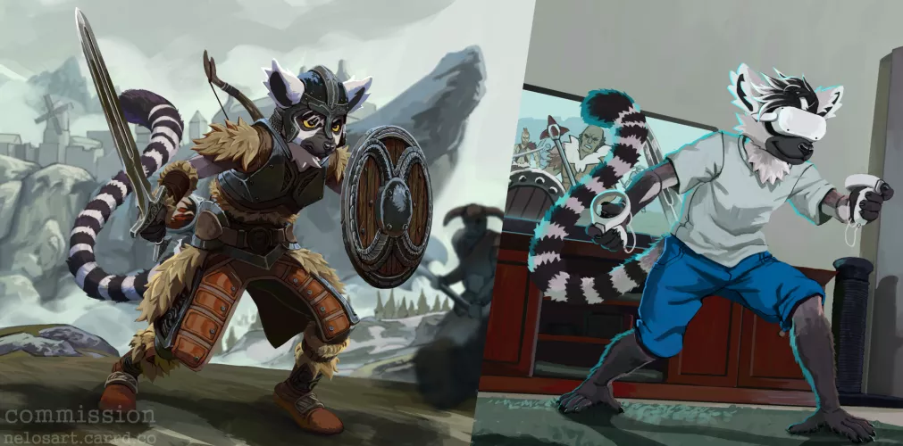 Lemurs in Skyrim (art by me)