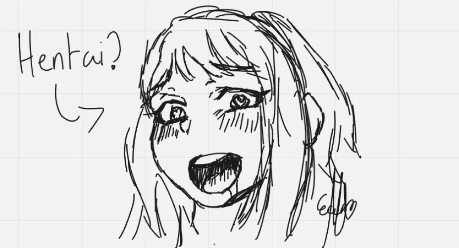 LF Mono source: image, heart eyes, open mouth, head only, drooling, blush, ochako ururaraka?, artists signature, doodle, messy