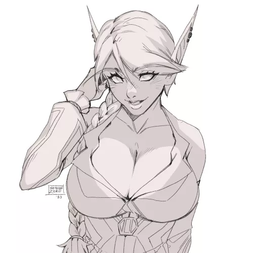 Lil blood elf sketch for a friend, by sessionzeroart