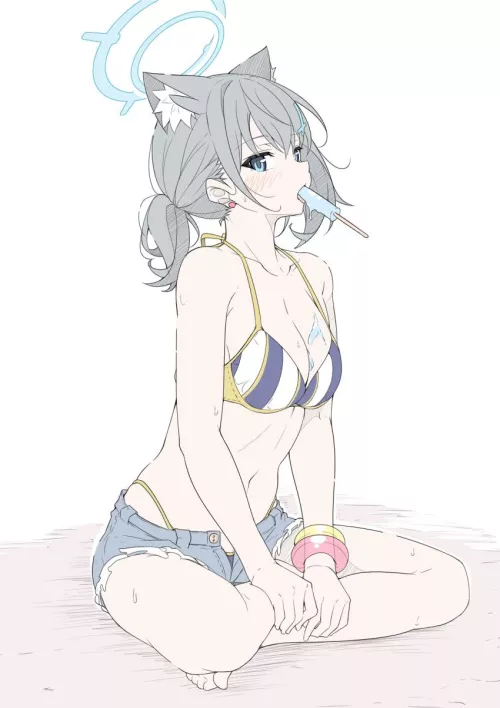 Neko waifu eating popsicle