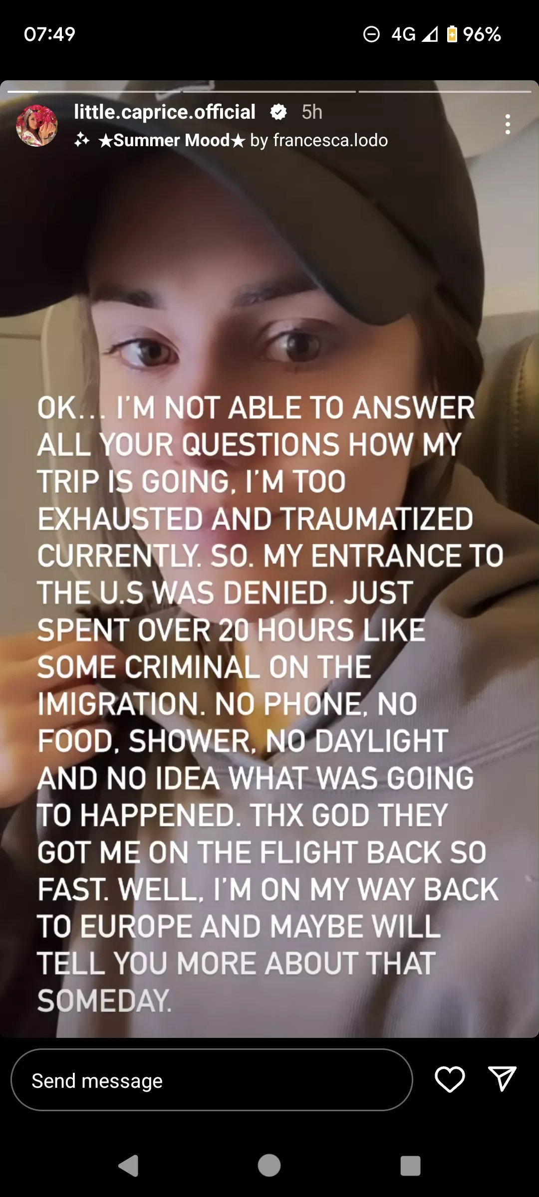 Caprice denied entry to the USA