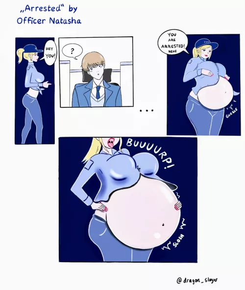 {comic} Arrested by Officer Belly! 🤰🏼🚨🚓 (Art by dragon_slayer)