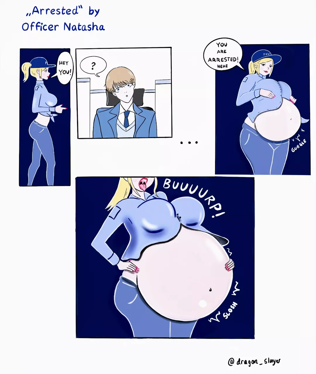 {comic} Arrested by Officer Belly! 🤰🏼🚨🚓 (Art by dragon_slayer)