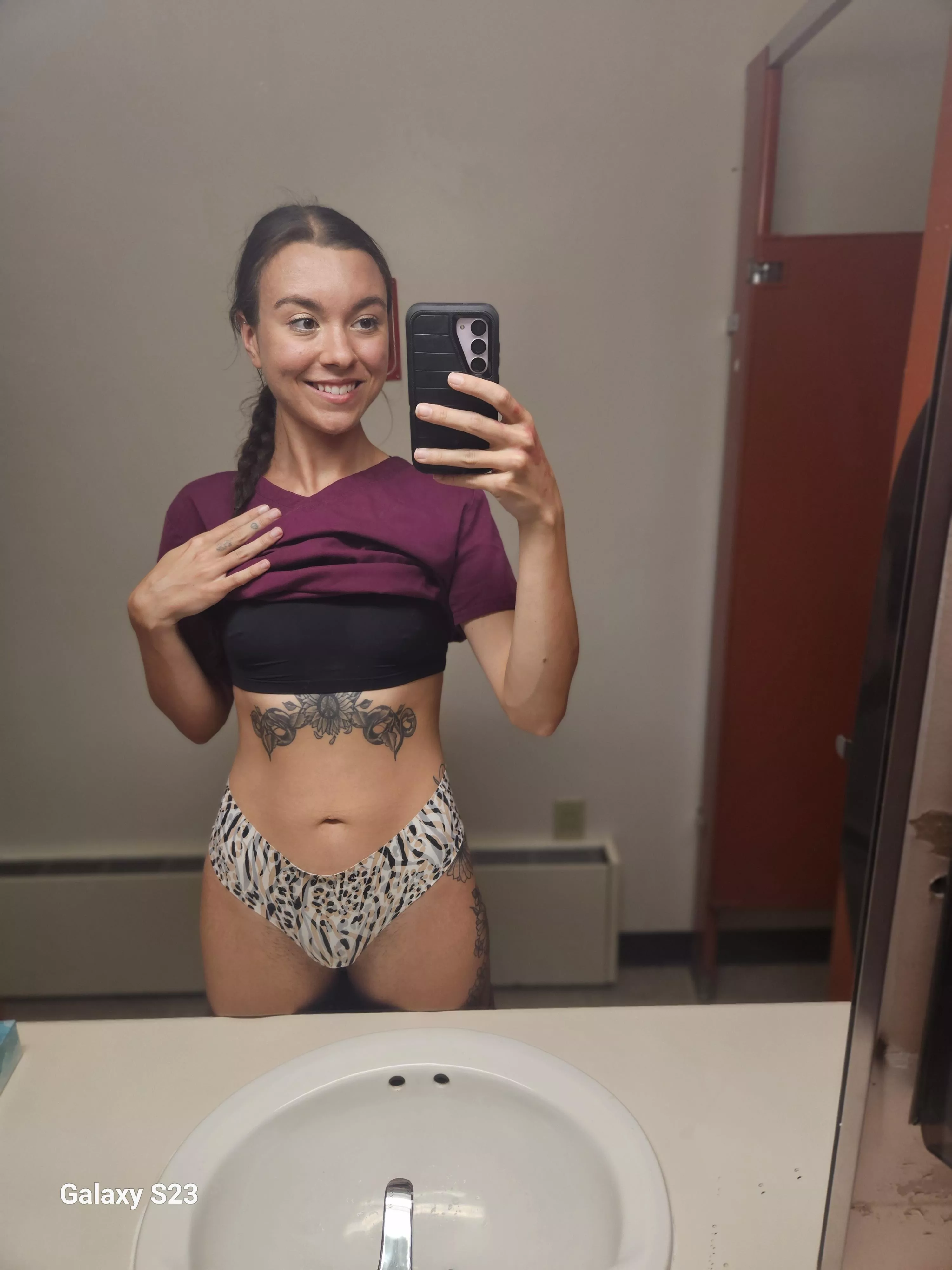 I love showing off my underwear to my patients to start the shift