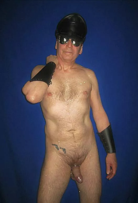 NAKED EXCEPT FOR MY CAP AND BOOTS AND COVERED IN MULTI COLOURED GLITTER