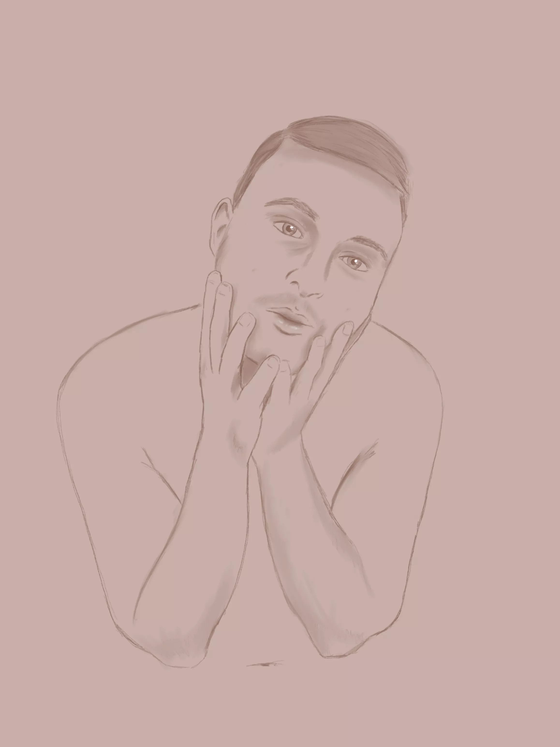 Told a good boy here to strike a cute pose for me. I had to draw this cute face!