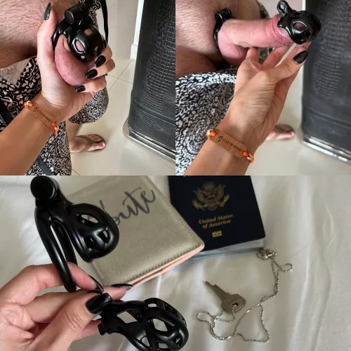 He thought he was getting unlocked on vacation 🤣😈 NOPE, but I did bring a smaller cage 😘😘