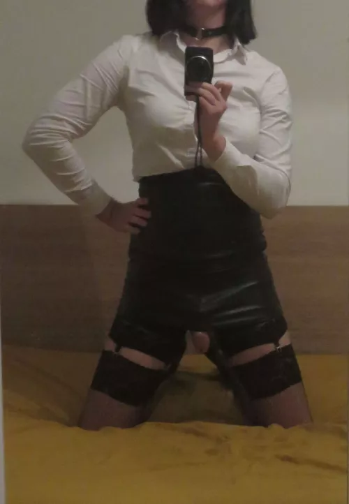 I hope nothing's showing underneath my skirt.