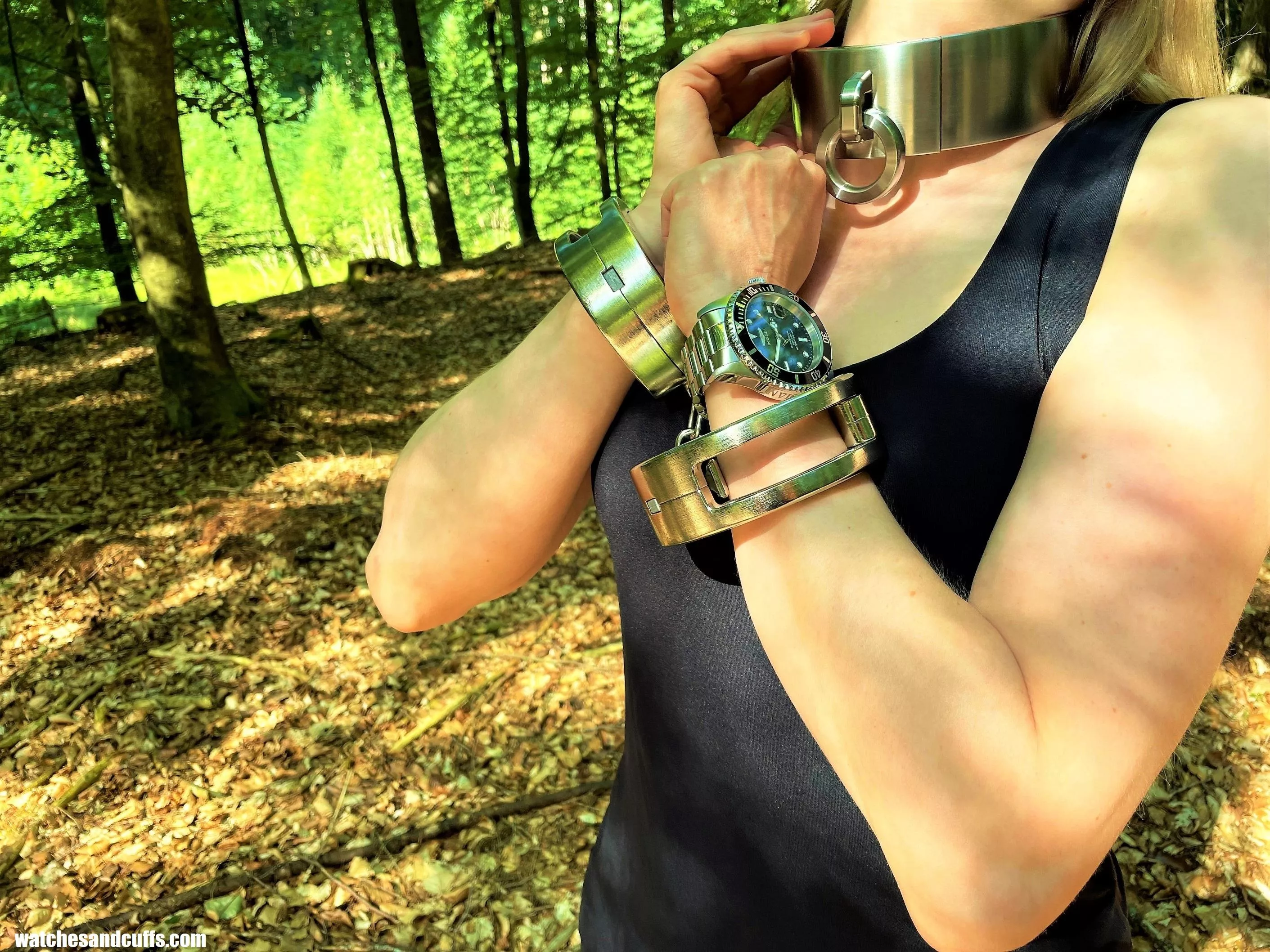 I love my cuffs and collar - suitable for a nice walk!