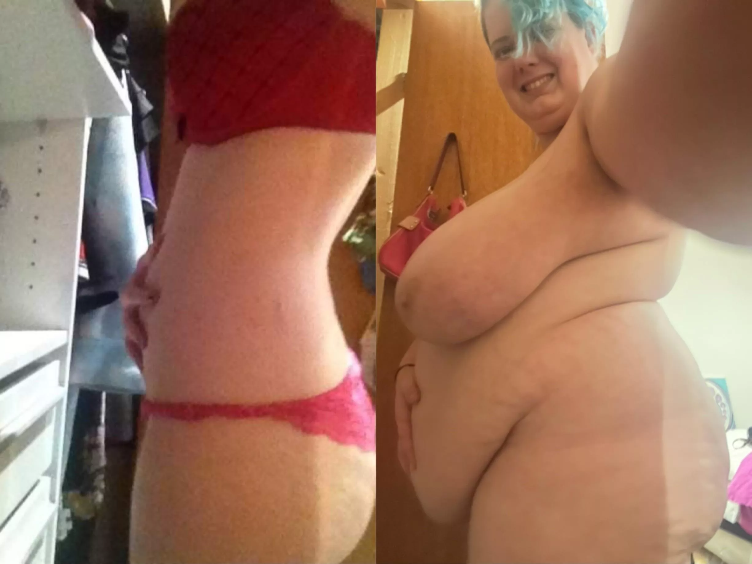 18 vs 28! I was 55kgs and I’m now 110kgs! Do you like my belly?