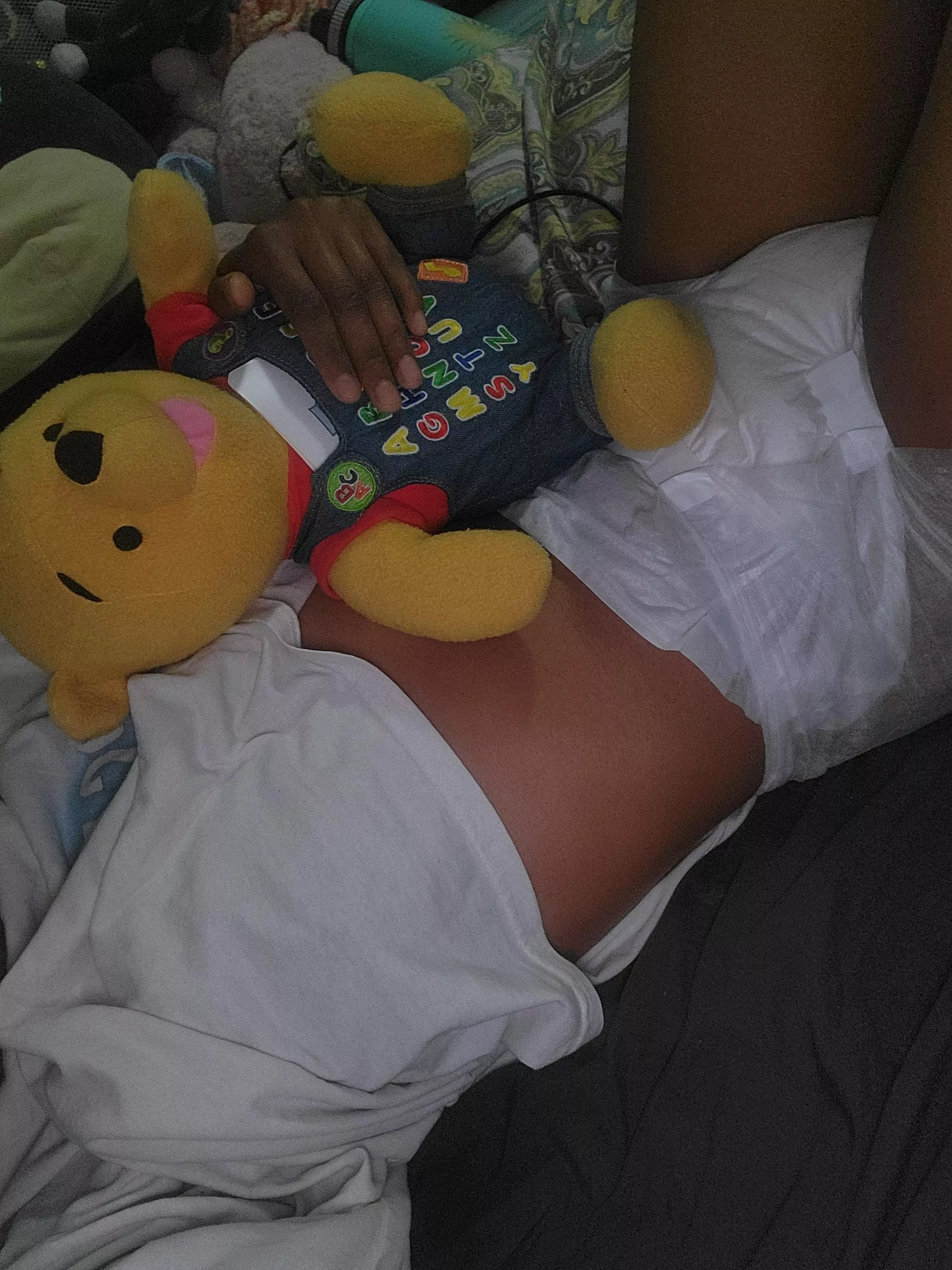 I love sleeping in papa's clothes <3