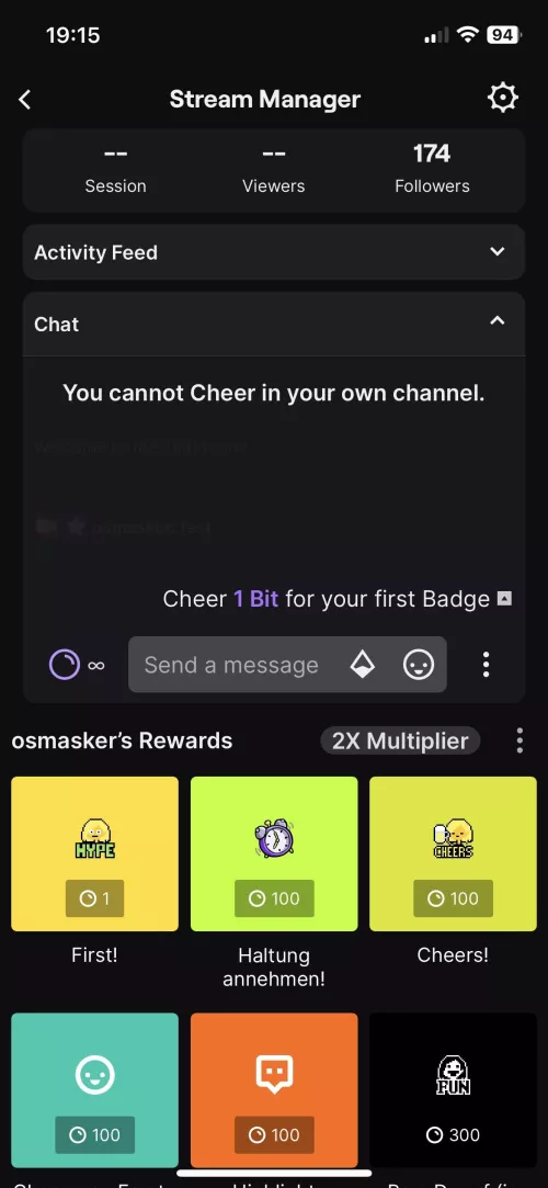 Twitch app not letting myself chat in own stream + illegible chat overall