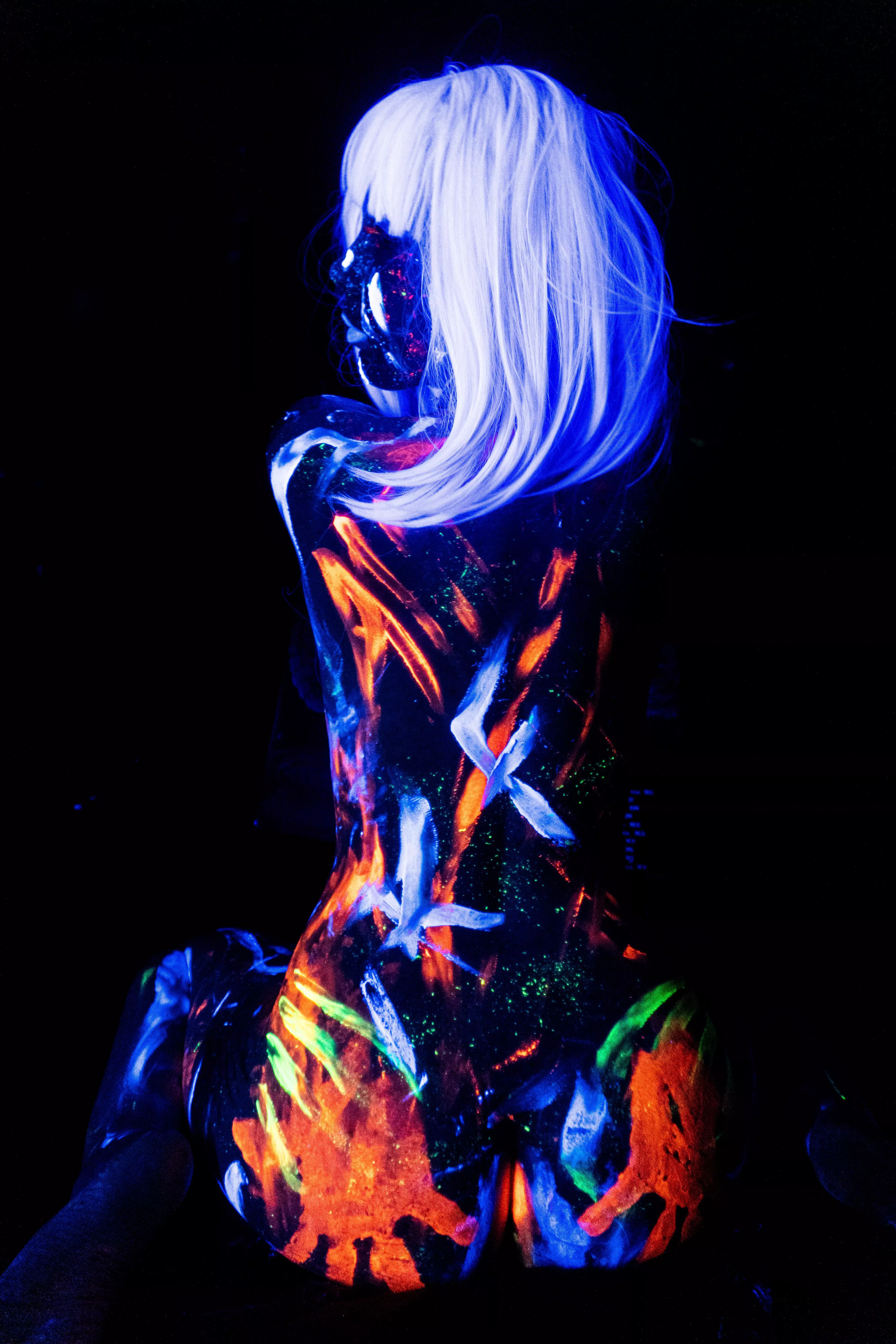 Fun with blacklights and paint 💙❤🧡