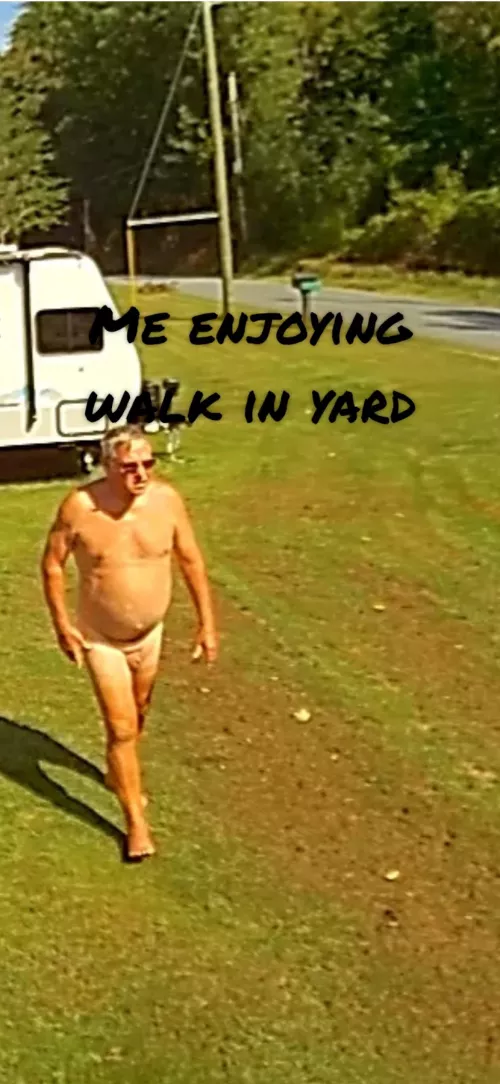 Out for walk in yard