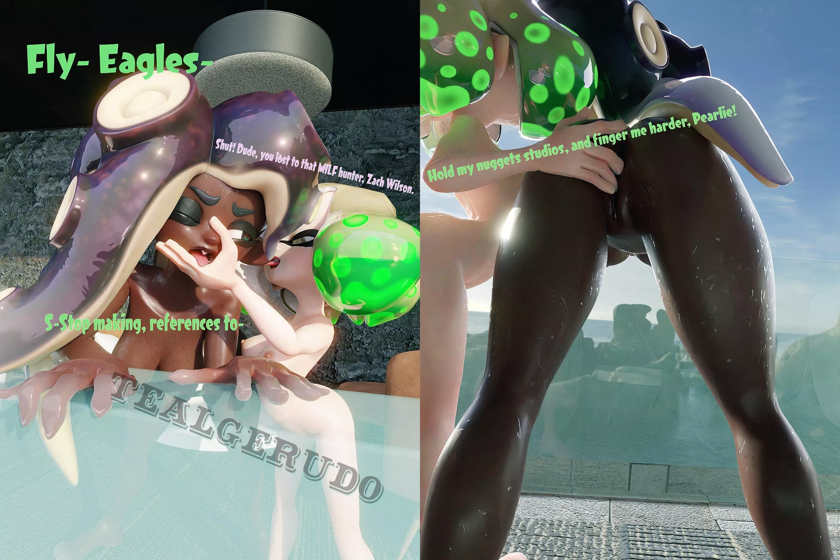 Pearl giving Marina a tease after the Eagles-Jets game [TealGerudo] [OC]