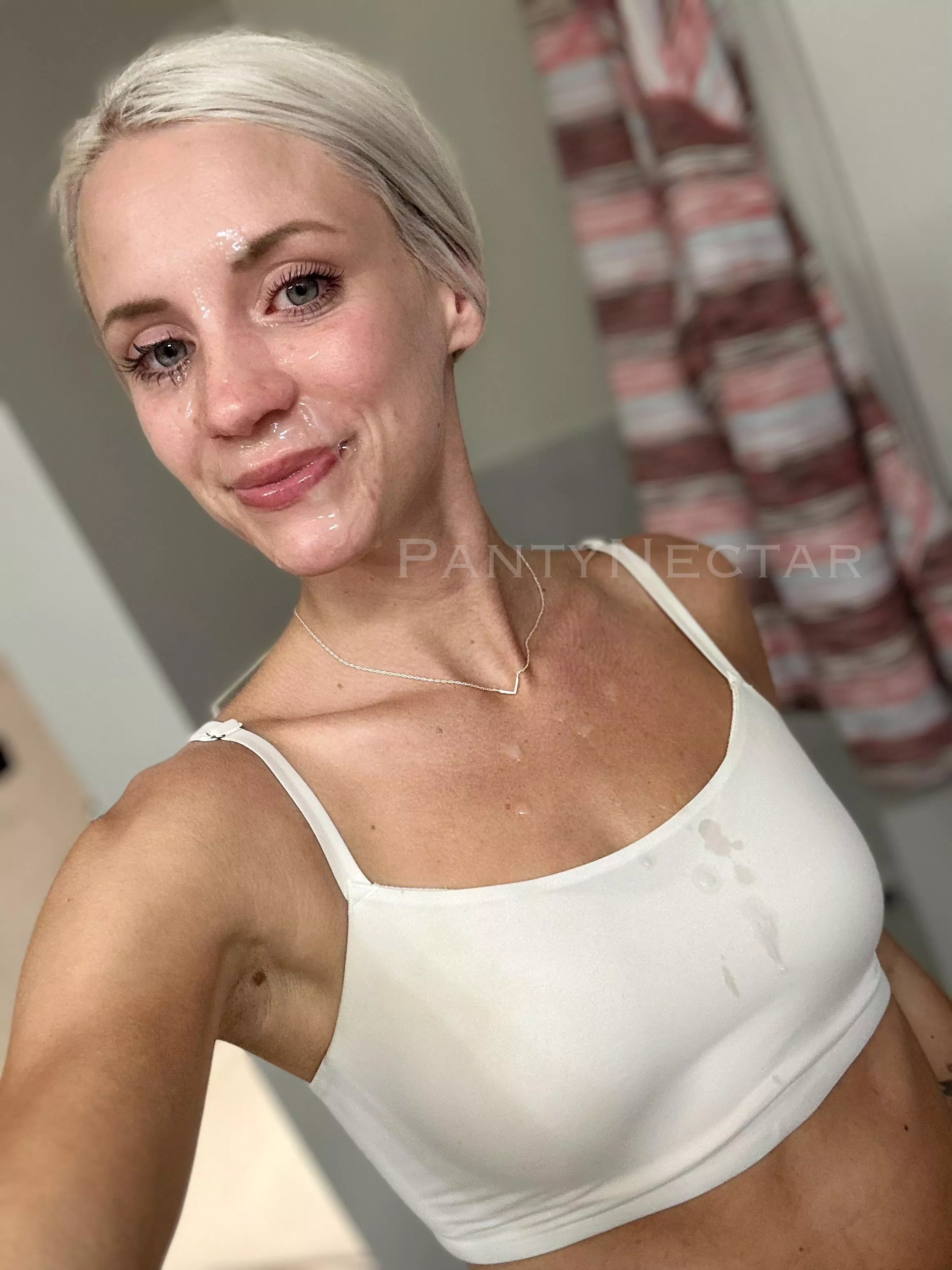 Got home from the gym and got a load on my face and sports bra