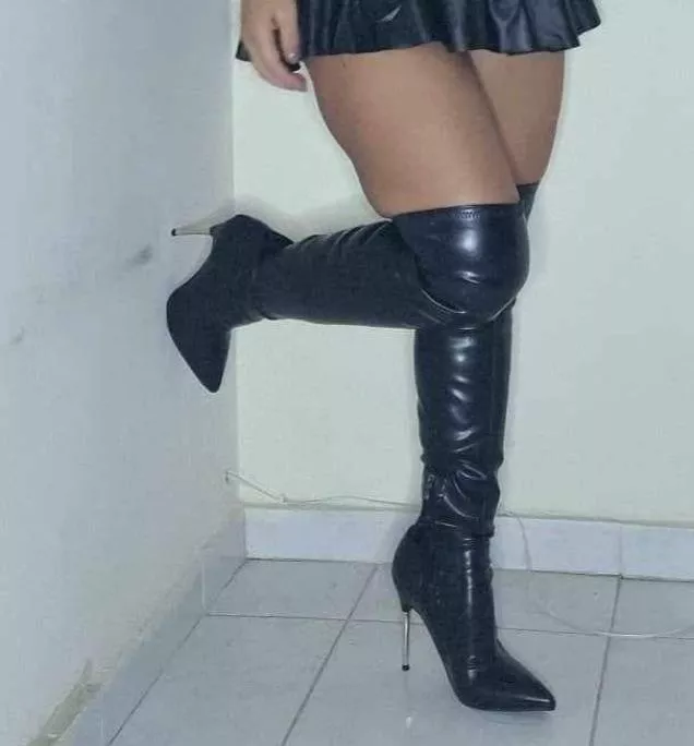 My heeled come F me boots.