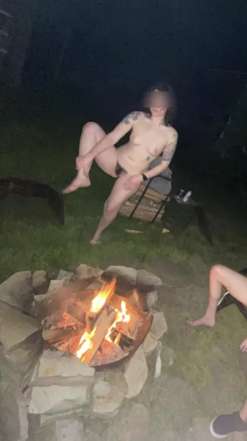 Naked by the fire with a few close friends!