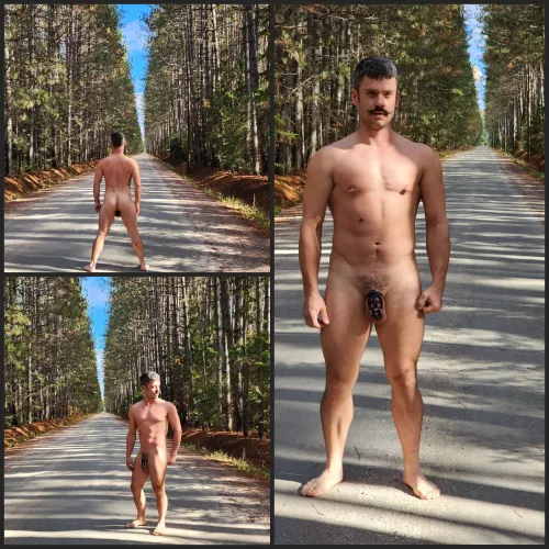 We went for a day in the country side he took my clothes and locked them in the car for this naked strole. 🔐💪👨👍