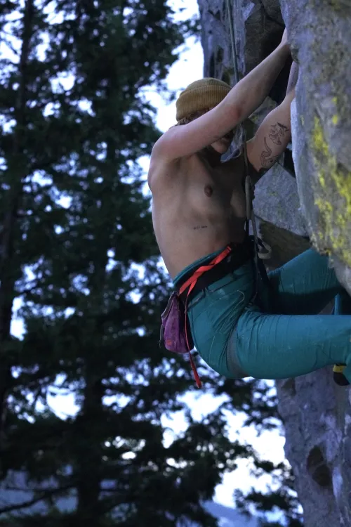 A top was too much extra weight for climbing