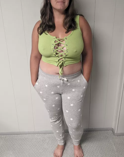 Braless is the way to go with this crop top!