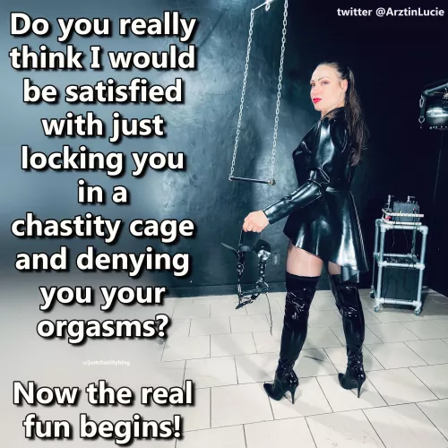 Maintaining your chastity is only a means to an end for her!