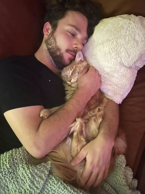 Love sleeping with my cat 😍 are you a cat or a dog person?