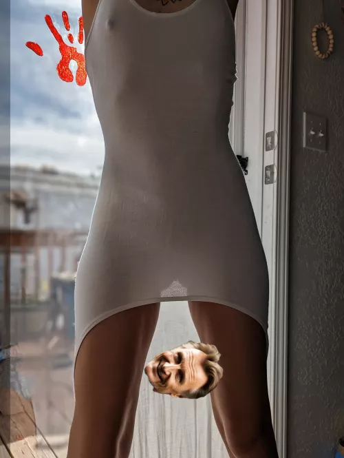 Cheeky Liam sneaking a peek under my dress