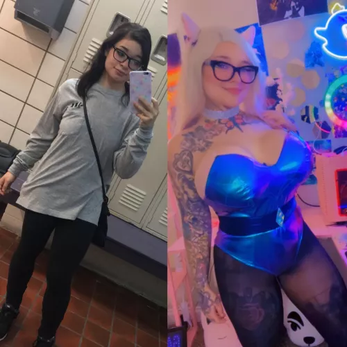 From a conservative flat chested girl to a slutty busty egirl (1500cc)