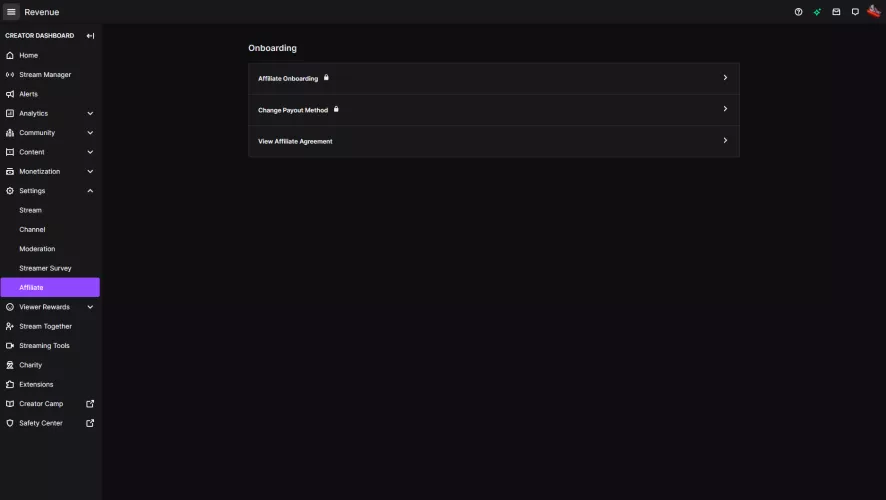 I'm unable to see affiliate settings