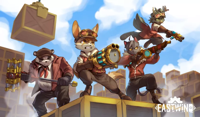 Loading screen art for our upcoming indie furry game!